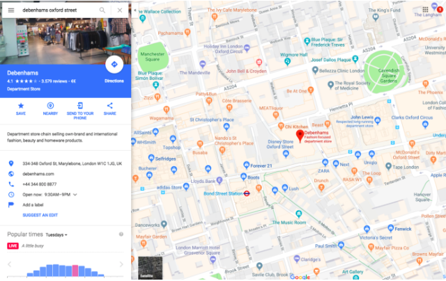 Showing how Google My Business is integrated with Google Maps
