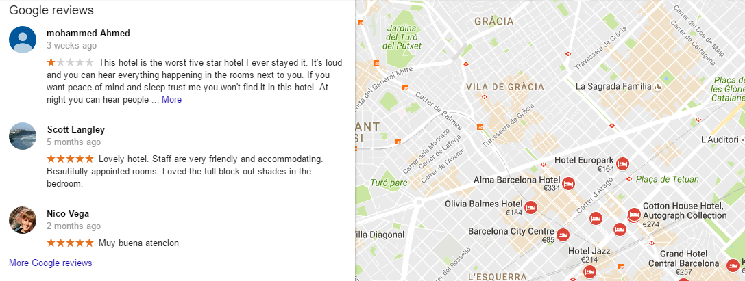 Google Maps with reviews - screenshot